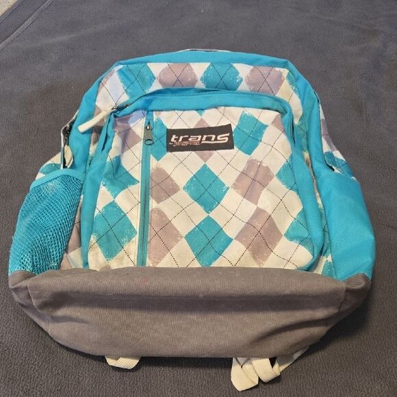 Blue and Gray Argyle Backpack - Picture 1 of 4